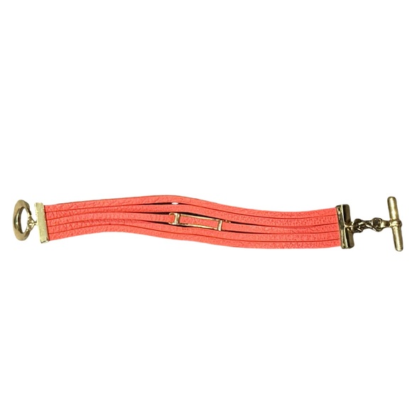 MARC BY MARC JACOBS women's coral leather 5-string bracelet with gold hardware. - Picture 5 of 5